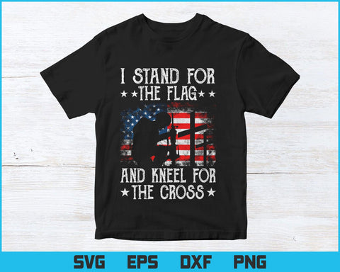 I Stand For The Flag And Kneel For The Cross Patriotic Png Files, USA Flag Png files for cricut, Patriotic T-shirt Design SVG DesignDestine 