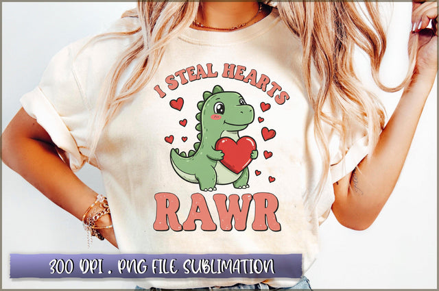 I Steal Hearts Rawr Valentine PNG Sublimation Shetara Begum 