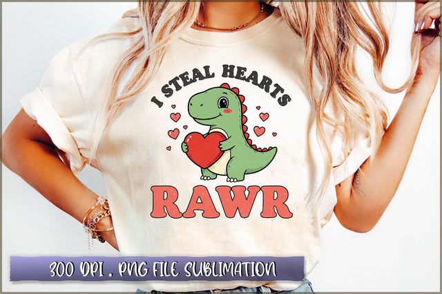 I Steal Hearts Rawr Valentine PNG Sublimation Shetara Begum 