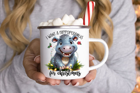 I Want A Hippopotamus for christmas png design Sublimation Regulrcrative 