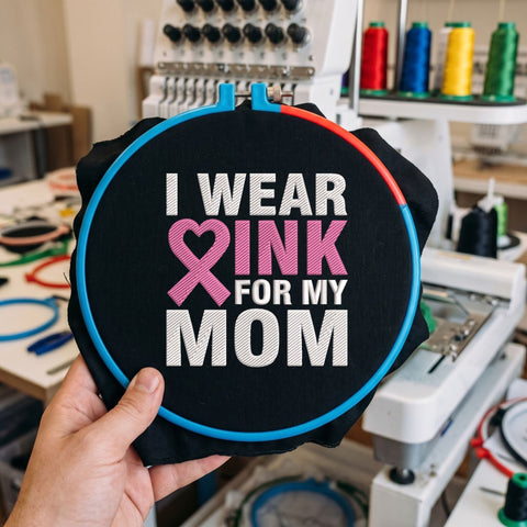 I Wear Pink for My Mom Embroidery Design – Breast Cancer Awareness Pink Ribbon Heart Machine Embroidery File Embroidery/Applique DESIGNS PatternFeed8 