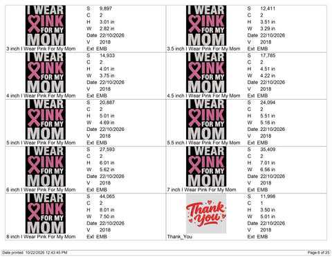 I Wear Pink for My Mom Embroidery Design – Breast Cancer Awareness Pink Ribbon Heart Machine Embroidery File Embroidery/Applique DESIGNS PatternFeed8 