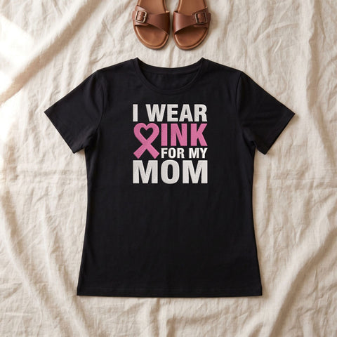 I Wear Pink for My Mom Embroidery Design – Breast Cancer Awareness Pink Ribbon Heart Machine Embroidery File Embroidery/Applique DESIGNS PatternFeed8 