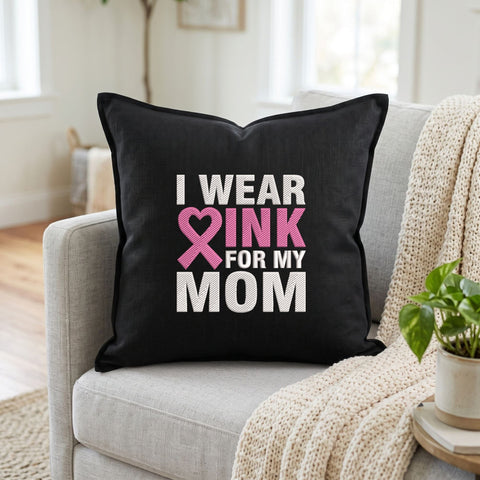 I Wear Pink for My Mom Embroidery Design – Breast Cancer Awareness Pink Ribbon Heart Machine Embroidery File Embroidery/Applique DESIGNS PatternFeed8 