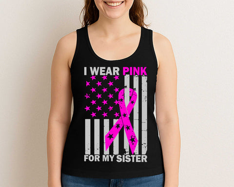 I Wear Pink for My Sister SVG Breast Cancer Awareness Ribbon Flag PNG SVG BillahCrafts 