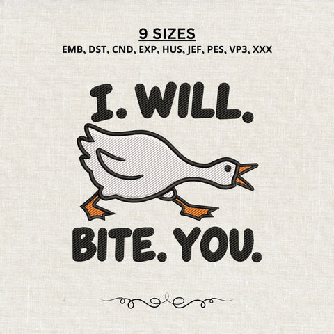 I Will Bite You Goose Embroidery Design – Funny Angry Goose Machine Embroidery File, Sarcastic Duck Bird Design Embroidery/Applique DESIGNS PatternFeed8 