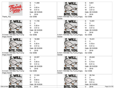 I Will Bite You Goose Embroidery Design – Funny Angry Goose Machine Embroidery File, Sarcastic Duck Bird Design Embroidery/Applique DESIGNS PatternFeed8 