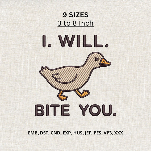 I Will Bite You Goose Machine Embroidery Design – Funny Angry Goose Embroidery File Embroidery/Applique DESIGNS PatternFeed8 