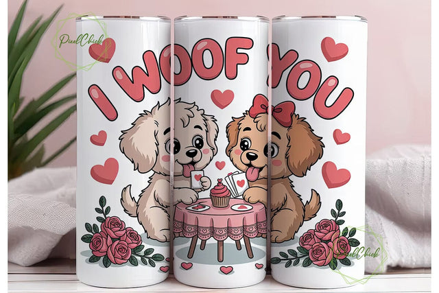 I Woof You 20oz Tumbler Wrap Sublimation PixelChick 