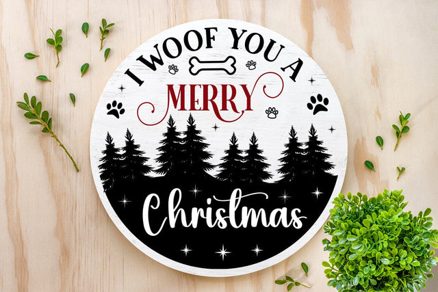 I Woof You A Merry Christmas SVG Design, Dog Christmas Round SVG, Dog Christmas SVG, SVG Cut File, SVGs, Food & Drink, Print & Cut, Quotes and Sayings SVG DesignPlante 503 