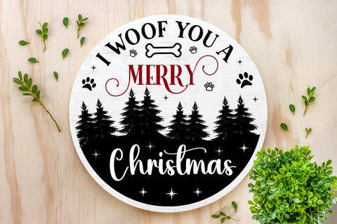 I Woof You A Merry Christmas SVG Design, Dog Christmas Round SVG, Dog Christmas SVG, SVG Cut File, SVGs, Food & Drink, Print & Cut, Quotes and Sayings SVG DesignPlante 503 