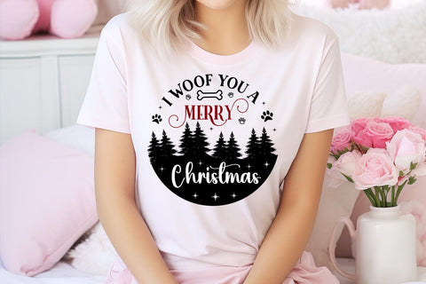 I Woof You A Merry Christmas SVG Design, Dog Christmas Round SVG, Dog Christmas SVG, SVG Cut File, SVGs, Food & Drink, Print & Cut, Quotes and Sayings SVG DesignPlante 503 