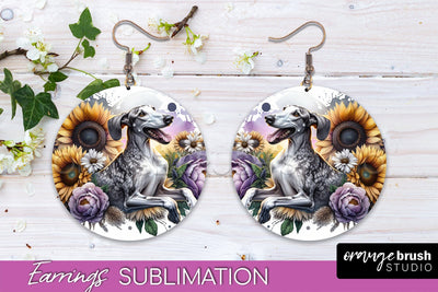 Ibizan Hound Earrings - Dog Mom Floral Round Earring Sublimation Sublimation OrangeBrushStudio 