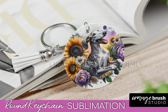 Ibizan Hound Keychain - Dog mom Floral Keychain Sublimation Design Sublimation OrangeBrushStudio 
