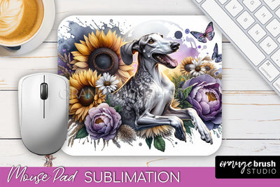 Ibizan Hound Mouse Pad Design - Dog Mom Floral Mousepad Sublimation Sublimation OrangeBrushStudio 