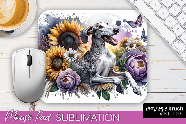 Ibizan Hound Mouse Pad Design - Dog Mom Floral Mousepad Sublimation Sublimation OrangeBrushStudio 