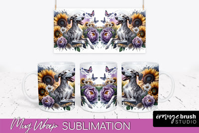 Ibizan Hound Mug Wrap - Dog Mom Floral Coffee Mug PNG Sublimation Sublimation OrangeBrushStudio 