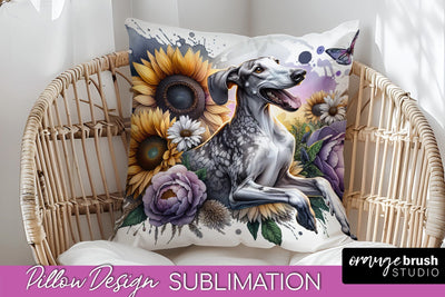 Ibizan Hound Pillow Cover - Dog Mom Floral Pillow Sublimation Sublimation OrangeBrushStudio 