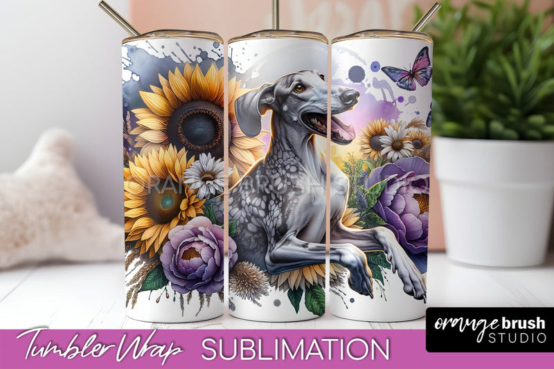 Ibizan Hound Tumbler Wrap - Dog Mom Floral Tumbler Sublimation Sublimation OrangeBrushStudio 