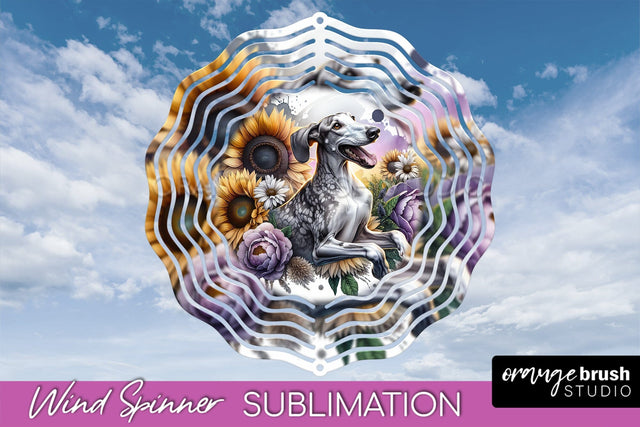 Ibizan Hound Wind Spinner, Dog Mom Floral Wind Spinner Sublimation Sublimation OrangeBrushStudio 