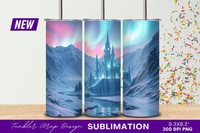 Ice castle under aurora borealis in winter Sublimation Regulrcrative 
