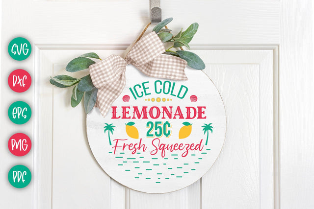 Ice Cold Lemonade, Summer Round Sign SVG SVG CraftLabSVG 
