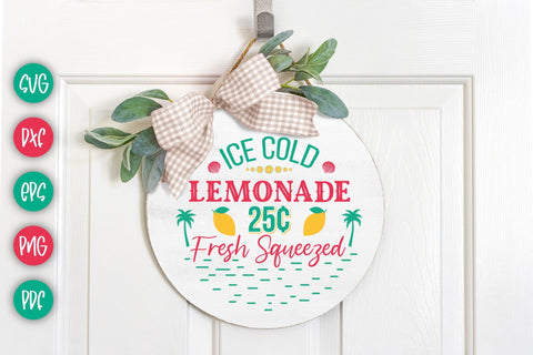 Ice Cold Lemonade, Summer Round Sign SVG SVG CraftLabSVG 