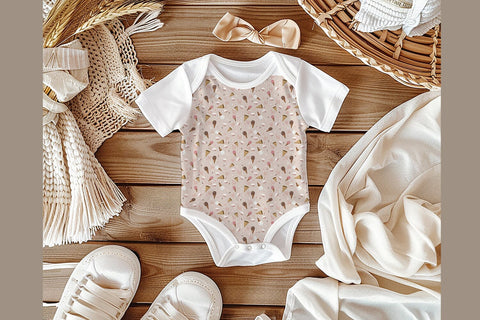 Ice Cream and Cupcakes | Seamless Pattern – Ice Cream, Cupcakes, Sprinkles & Pink Bows | Soft Muted Pastel Colors | 3600 x 3600 px 300 DPI Digital Pattern Willow Paige Farms 