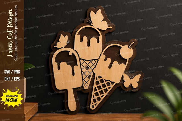 Ice Cream Cone Art laser cut svg File SVG Regulrcrative 