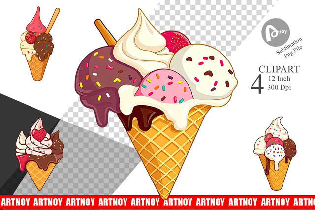 Ice Cream Cone Clipart Sublimation artnoy 
