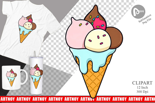Ice Cream Cone Clipart Sublimation artnoy 