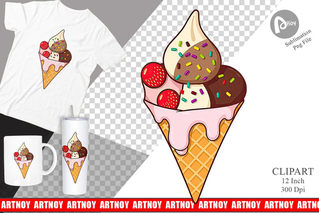 Ice Cream Cone Clipart Sublimation artnoy 