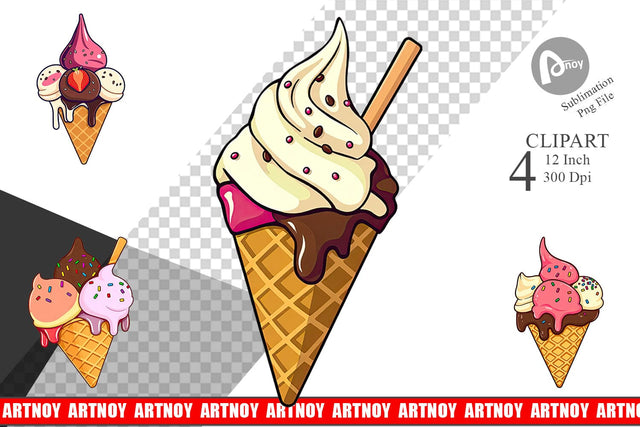 Ice Cream Cone Clipart Sublimation artnoy 