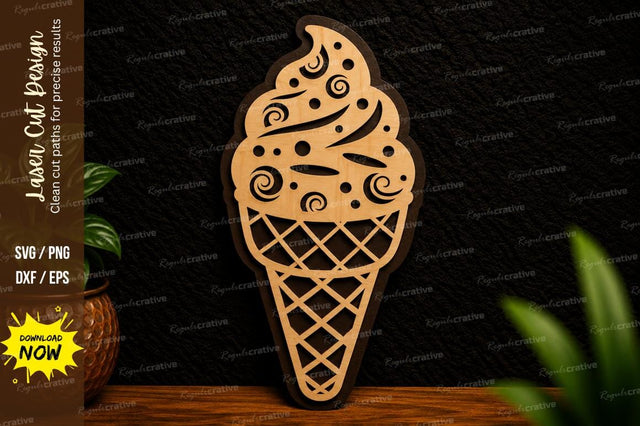 Ice Cream Cone Laser Cut SVG Sweet Dessert Decor SVG Regulrcrative 