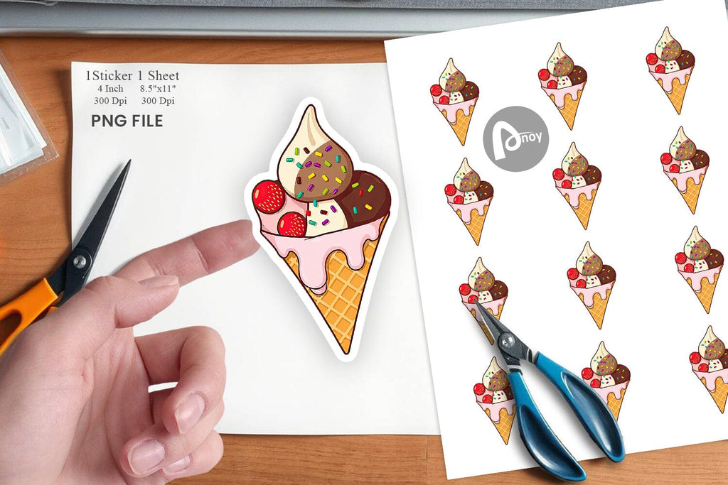 Ice Cream Cone Sticker - So Fontsy