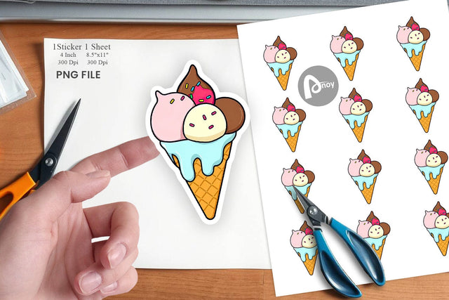 Ice Cream Cone Sticker Sublimation artnoy 