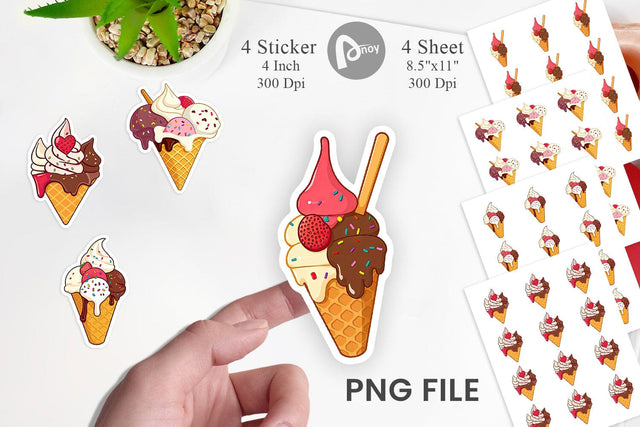 Ice Cream Cone Sticker Sublimation artnoy 
