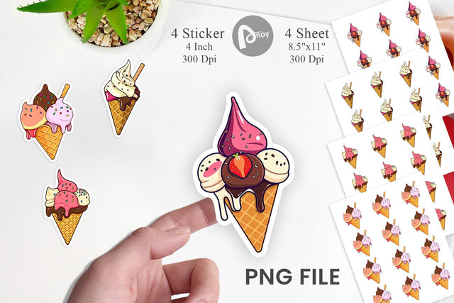Ice Cream Cone Sticker Sublimation artnoy 