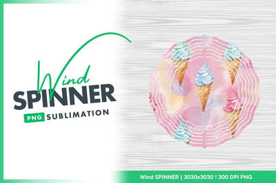 Ice cream cone wind spinner round design Sublimation Regulrcrative 