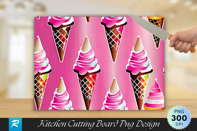 Ice Cream Cone with Pink Cutting Board Sublimation Regulrcrative 