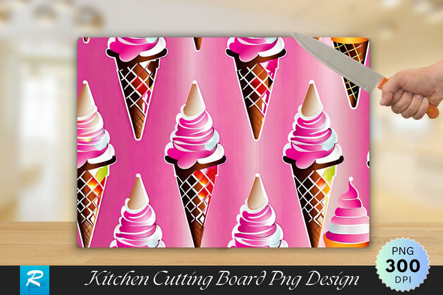 Ice Cream Cone with Pink Cutting Board Sublimation Regulrcrative 