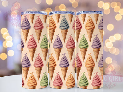 Ice Cream Cones 20oz Tumbler, Whimsical Cone Pattern, Vibrant Dessert Illustration, Sublimation Tumbler Wrap, 20oz Tumbler, Fun Summer Gift, Bright Sweet Style Sublimation SvggirlplusArt 