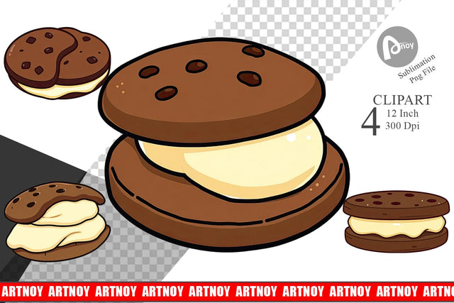 Ice Cream Cookie Clipart Sublimation artnoy 