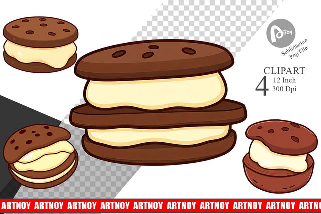 Ice Cream Cookie Clipart Sublimation artnoy 