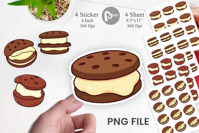 Ice Cream Cookie Sticker Sublimation artnoy 