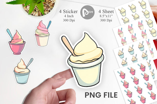 Ice Cream Cup Sticker Sublimation artnoy 