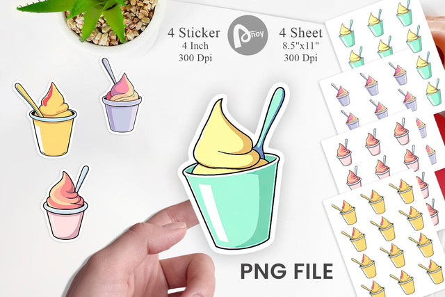 Ice Cream Cup Sticker Sublimation artnoy 