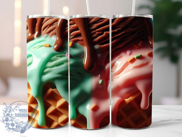 Ice Cream Drip 20oz Sweet Treat Tumbler, Sweet Treat Tumbler, 20oz Tumbler Wrap, Sublimation Tumbler Wrap, Candy Aesthetic Tumbler, Pastel Dessert Tumbler Sublimation ToriDesigns 