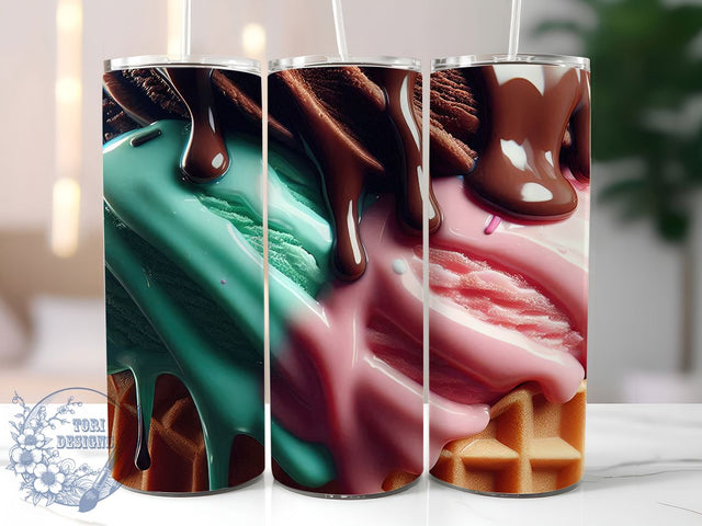 Ice Cream Drip 20oz Sweet Treat Tumbler, Sweet Treat Tumbler, 20oz Tumbler Wrap, Sublimation Tumbler Wrap, Candy Aesthetic Tumbler, Pastel Dessert Tumbler Sublimation ToriDesigns 