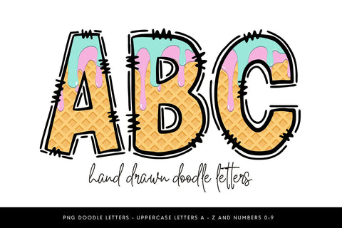 Ice Cream Drip Alphabet PNG, Waffle Cone Font Sublimation BijouBay 